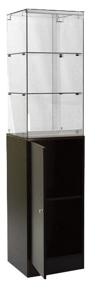 Glass Tower Display Cases with Storage