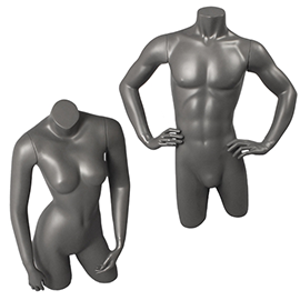 Grey Retro Display Torso Mannequins