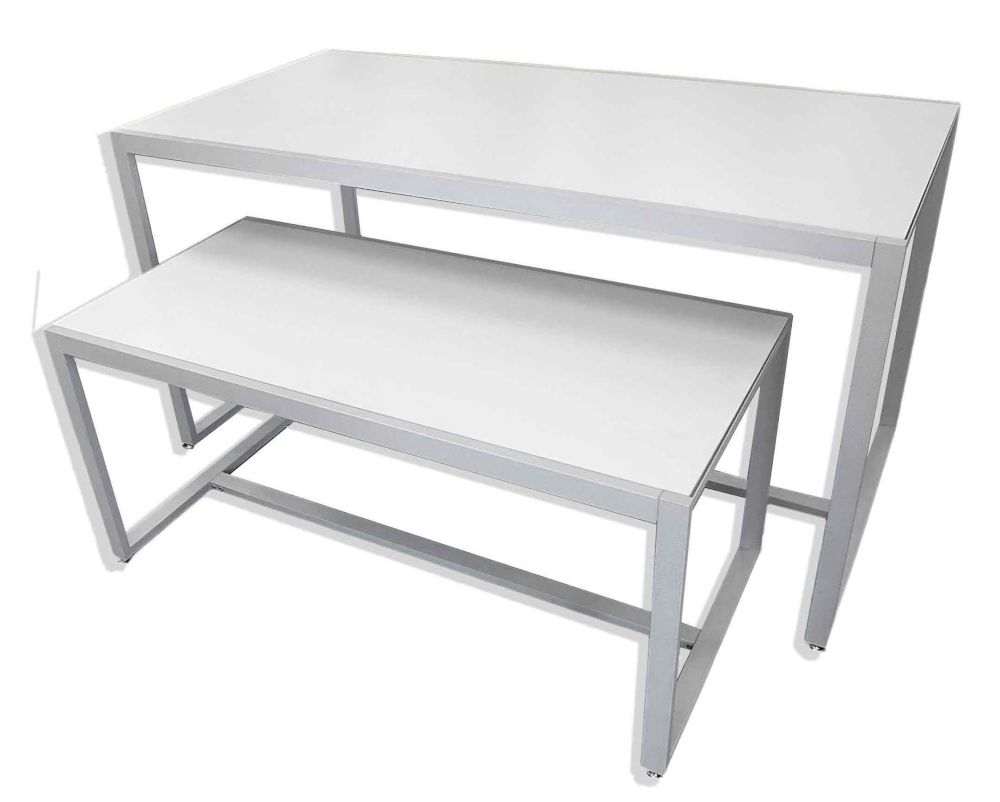 Nesting Table Set- Antique White or Grey Metal