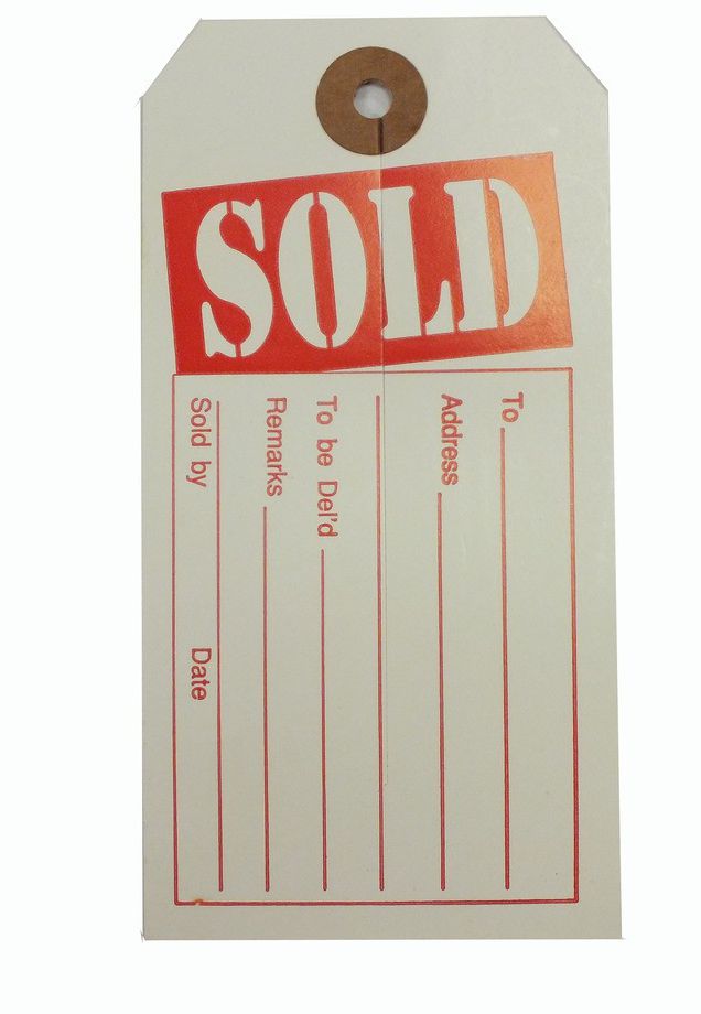 "Sold" Tag with Slit
