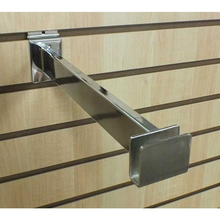 12'' Slatwall Rectangular Hangrail Bracket Chrome