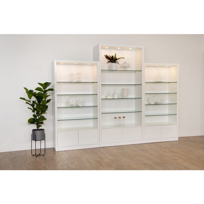 90"H White Wall Showcase-- Modern Collection