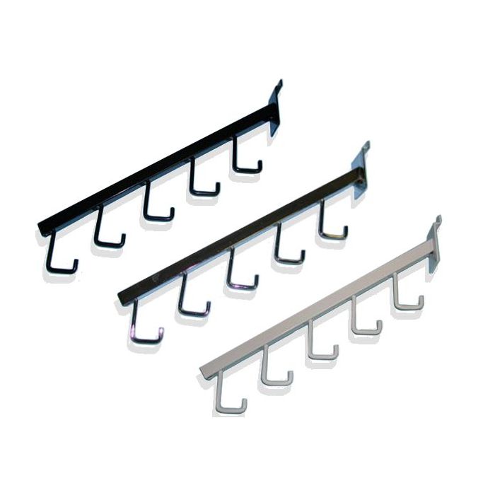 5 J-Hook Waterfall Slatwall Faceout- Black