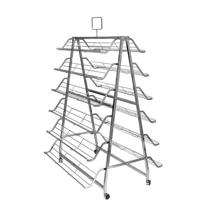 Folding 12 Shelf Chrome Shoe Rack On Casters Shop Now At Barr Display