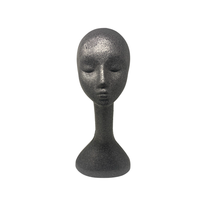 Dark grey tall female styrofoam head