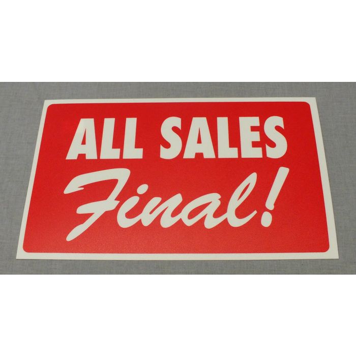 11"Wx7"H All Sales Final Sign main product photo