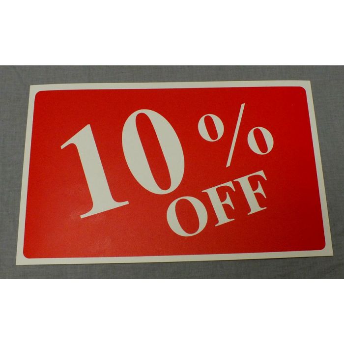 11"Wx7"H 10% Off Plastic Sign main product photo