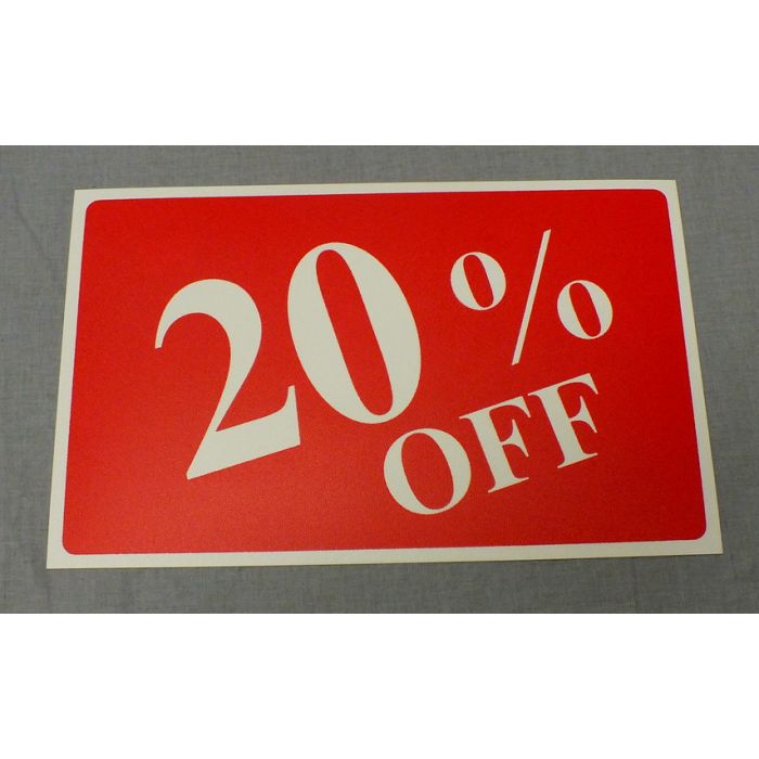 11"Wx7"H 20% Off Plastic Sign main product photo
