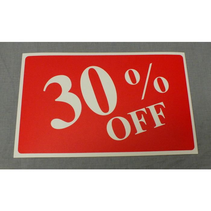 11"Wx7"H 30% Off Plastic Sign main product photo