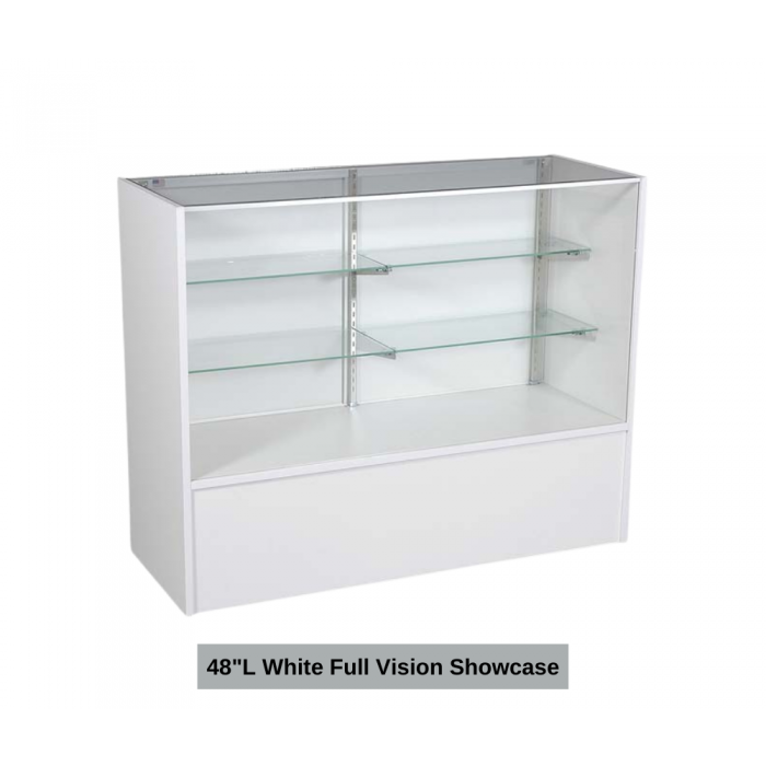 4' white full vision display case