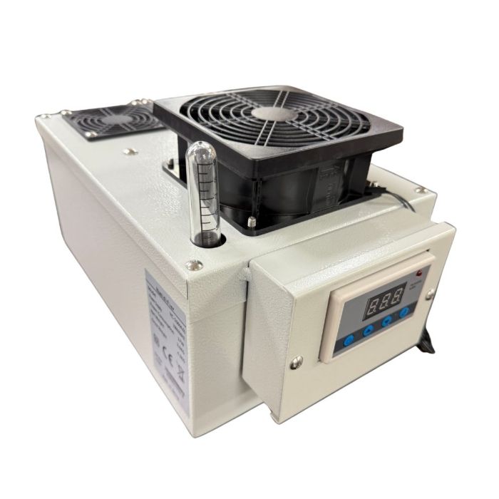 Compact stainless steel humidifier with digital humidity control panel