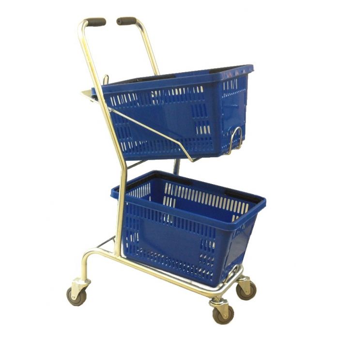 Grey Double Tier Shopping Cart