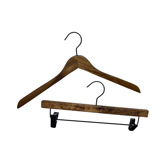 Wooden hangers with black hook outlet