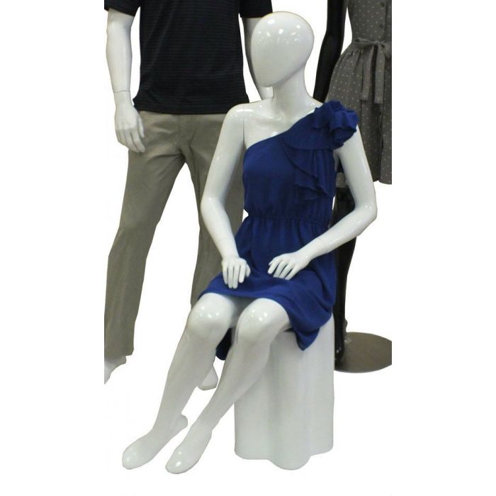 Seated Retro Female- White Gloss main product photo