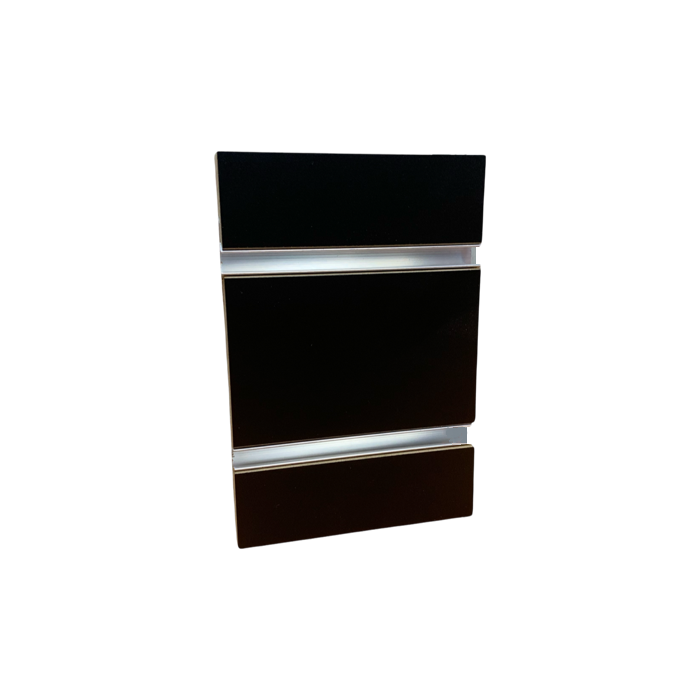 Black slatwall with metal inserts