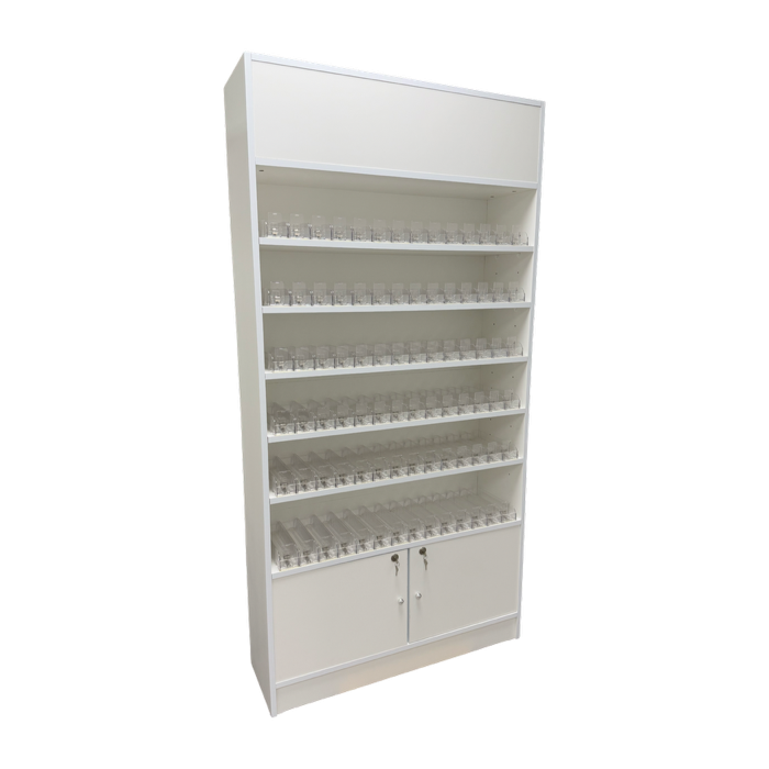 White Cigarette Wall Case With Cabinet Space