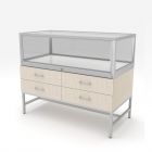 DELUXE GLASS SHOWCASE DISPLAY CABINET WITH STORAGE DRAWERS