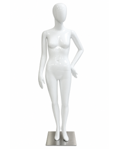 PLASTIC FEMALE RETRO MANNEQUIN-WHITE