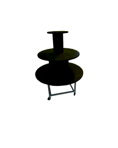 3 TIER ROUND MAPLE TABLE ON CASTERS