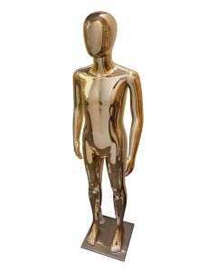 Full Body Child Mannequin with Egg Head and Mirrored Gold Finish | SKU: 3073GOLD