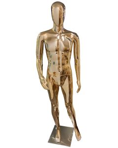 Chrome finish female mannequin with modern design for showcasing clothing