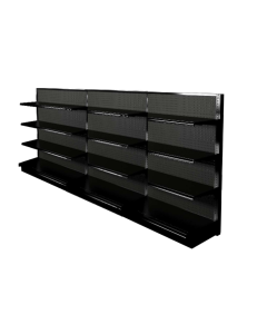 black metal gondola wall shelving 