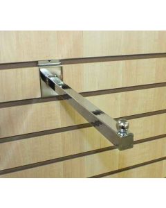 12'' Square Straight Arm Slatwall Faceout- Chrome