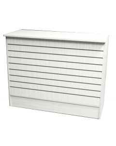 48" White Slatwall Front Wrap Counter- Knocked Down