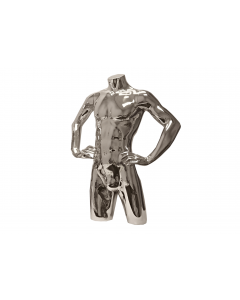 Male Chrome Mirrored Half Torso Mannequin