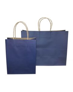 Navy Blue Kraft Paper Shopping Bag- Medium