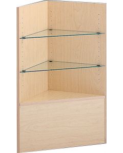 Maple Glass Shelf Corner Filler Display- Knocked Down