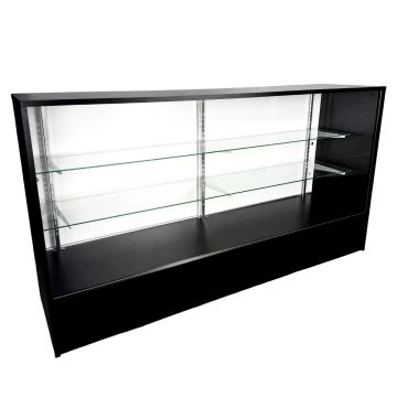 Black Showcase With Laminated Wood Top