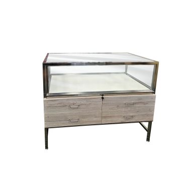 48 Inch Luxury Locking Storage Showcase with LED lights - Barnwood