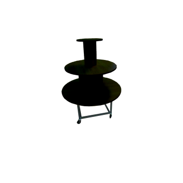 3 TIER ROUND MAPLE TABLE ON CASTERS