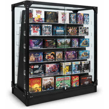 deep glass tower case with slatwall insert