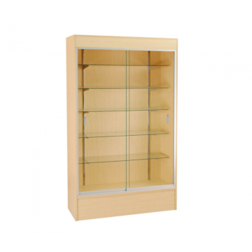 Maple Wall Unit Display Case With Puck Lights