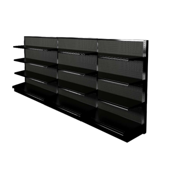 black metal gondola wall shelving 
