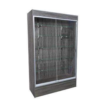 Economy Rustic Grey Wall Unit Display Case With Puck Lights