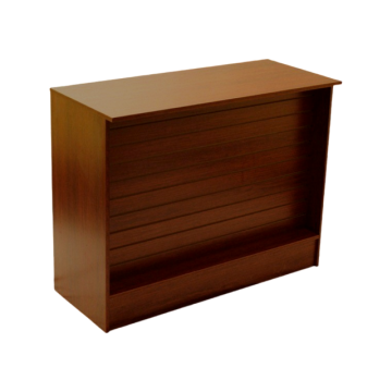 maple slatwall front wrap counter