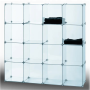 Modular 4x4 glass cube display unit with 14"x14" tempered glass and connectors for retail and home use thumbnail