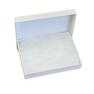 5 7/16" x 3 1/2" White Cotton Filled Jewelry Box | Box-4White