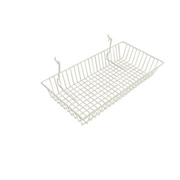 SLATWALL/GRID SHALLOW BASKET- WHITE