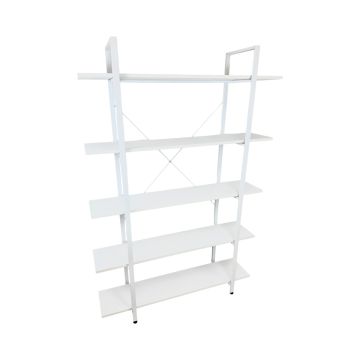 5 tier black shelf unit with wood shelves 10" deep shelves