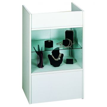White Glass Front Register Stand