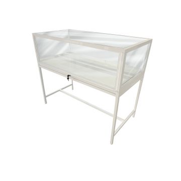 4' Luxury Locking Glass Showcase with LED lights - White