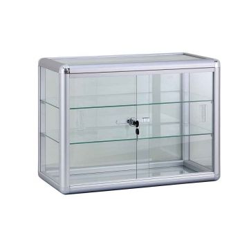 Countertop Glass Case With Sliding Doors