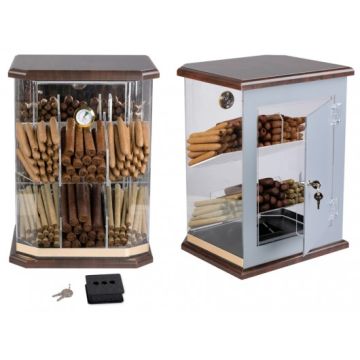 Acrylic Countertop Humidor - Holds 150 Cigars : Walnut