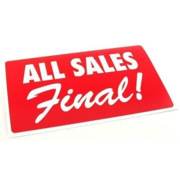 11"Wx7"H All Sales Final Sign