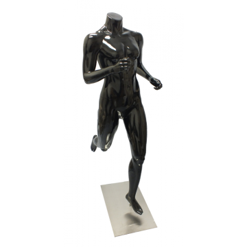 Glossy Black Female Athlete Mannequin