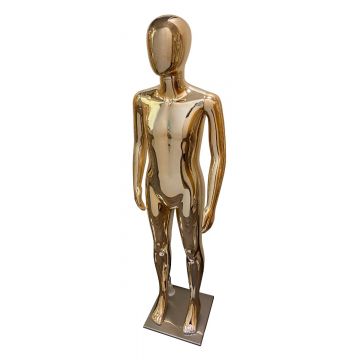 Full Body Child Mannequin with Egg Head and Mirrored Gold Finish | SKU: 3073GOLD